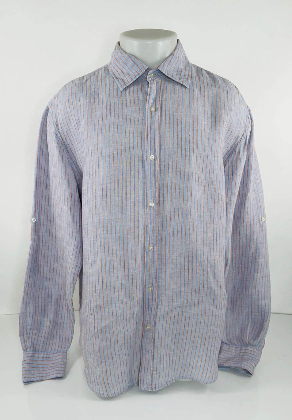 NOVE - 100 % Linen Striped Mens Button Up Shirt