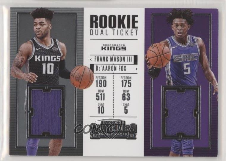 2017 Contenders Rookie Ticket Dual Swatches De'Aaron Fox Frank Mason III RC fl4