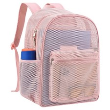 Sac à dos en maille lourde avec housse de pluie, sac à dos en maille transparente pour école, beac...