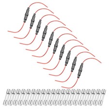 10Pcs 6x30mm Inline Screw Type Fuse Holder 20AWG Wire with 20Pcs 15A Glass Fuse