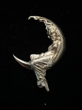 Lady In moon/Vintage Brass Stamping /Famous Maker /NOS Art Nouveau Design