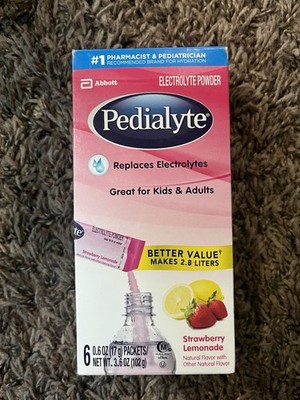 4 Boxes Pedialyte Strawberry Lemonade Powder Packs Drink Mix 6 pk 24 Total 3.6oz