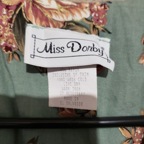 Vintage Miss Dorby Green Floral Dress Button Up Long Cottage Core Womens Size 16 - Picture 2 of 8