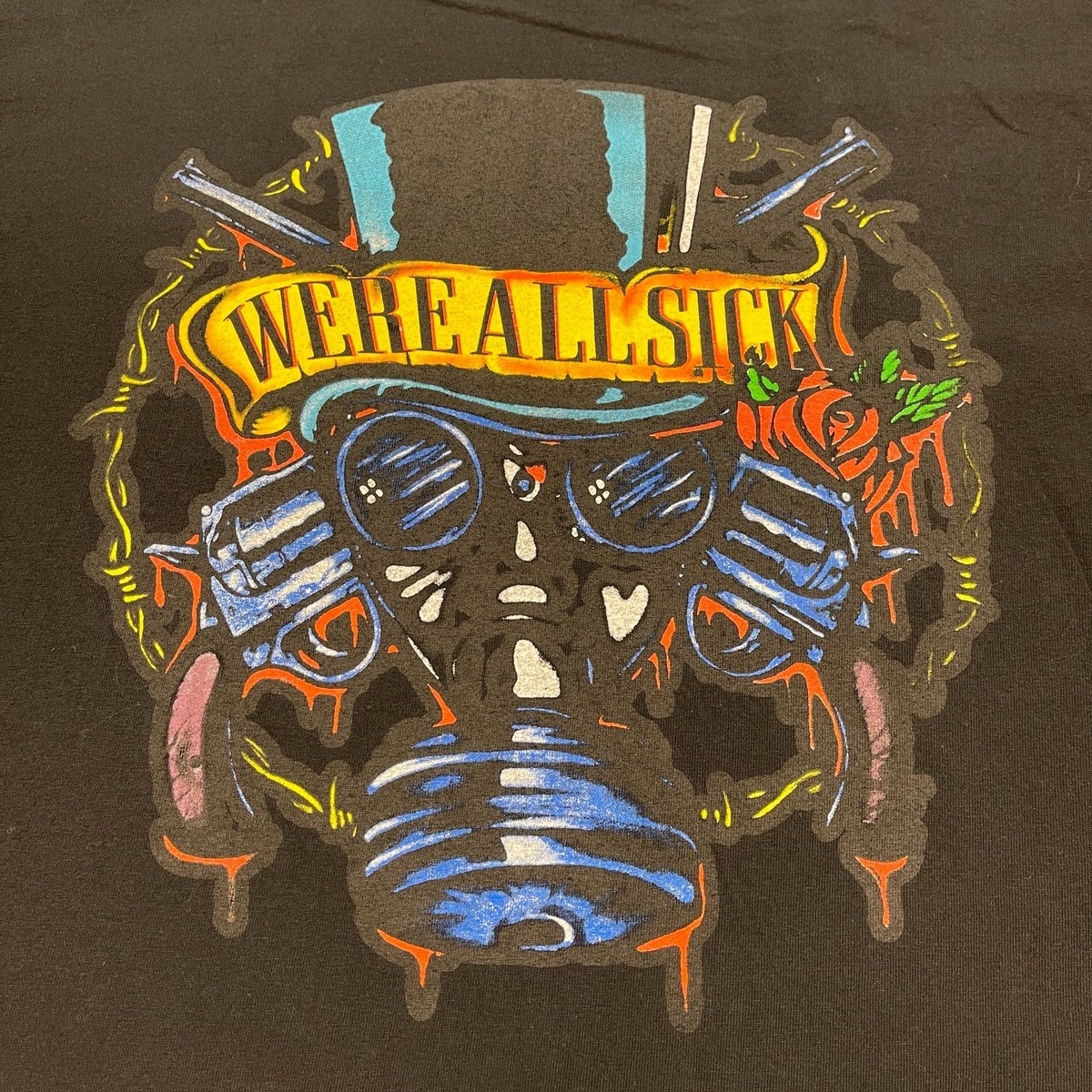 Vintage 1997 Psycho-Realm Guns-N-Roses Shirt Large 21x30 Gas-Mask Gun View 3