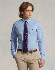 Polo Ralph Lauren Slim Fit Checked Poplin Shirt, Core Replen Blue, Small