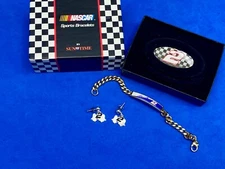 Nascar Rusty Wallace #2 Jewelry Set Bracelet Earrings Pendant Sun Time Boxed
