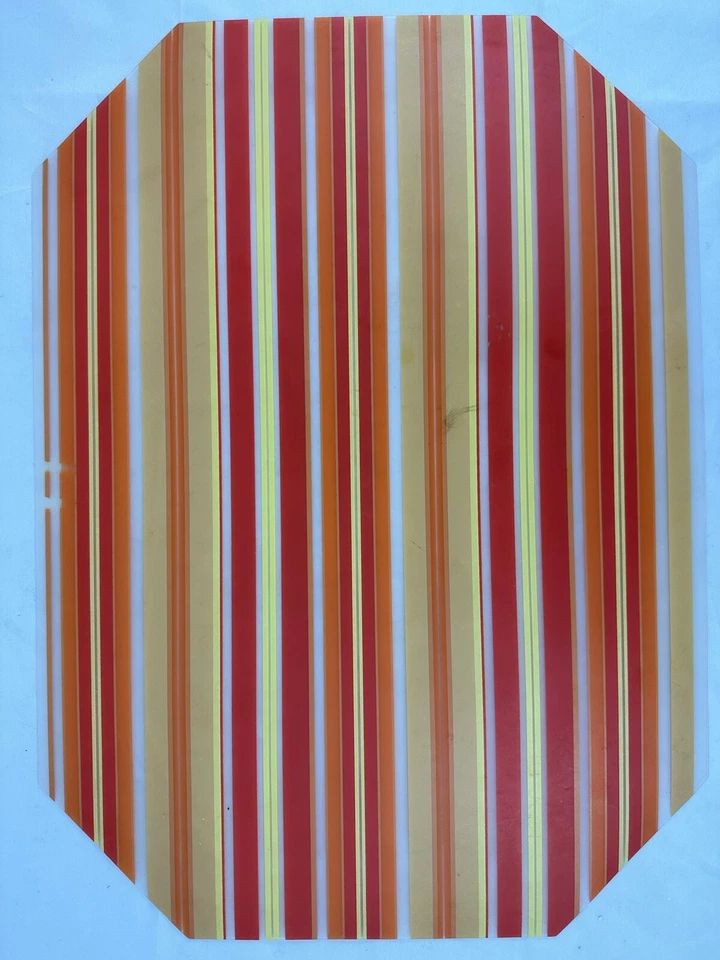 Antigo Conjunto de Placemat Listrado Octagonal Plástico Flexível Verde Rosa Azul Laranja 4 - Imagem 3 de 4