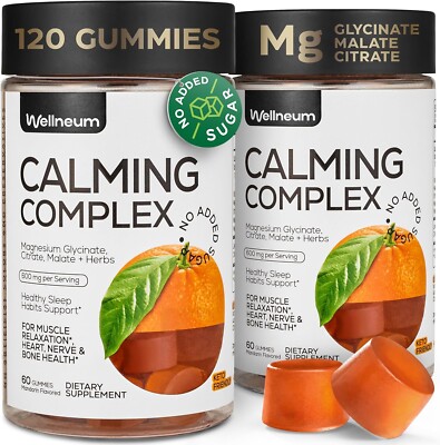 Magnesium Glycinate Supplement Gummies Sugar-Free Relaxation Sleep Calm Energy