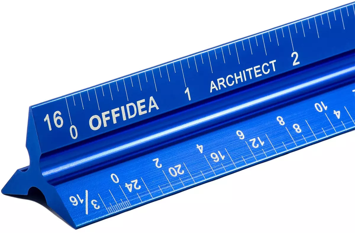 Architectural Scale Ruler 12″ Aluminum Architect Triangular Blue Students  New