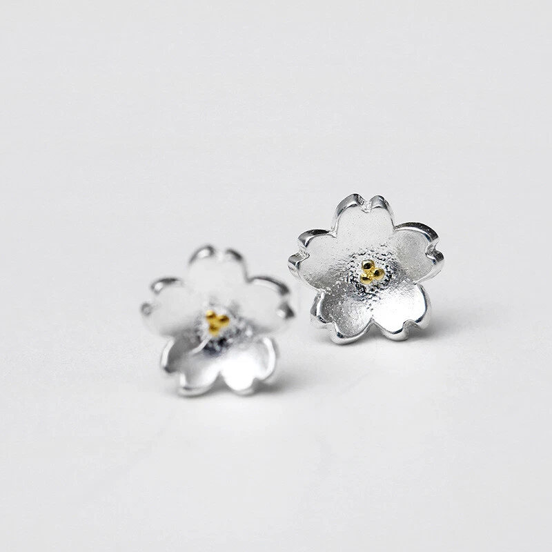 Mini Blume Ohrstecker blüte Sterling Silber 925 Ohrringe - Bild 1 von 4