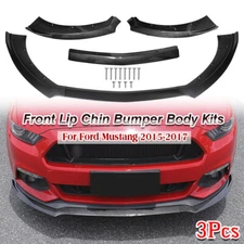 3x Carbon Fiber Look Front Bumper Lip Body Kit Spoiler For Ford Mustang 2015-17