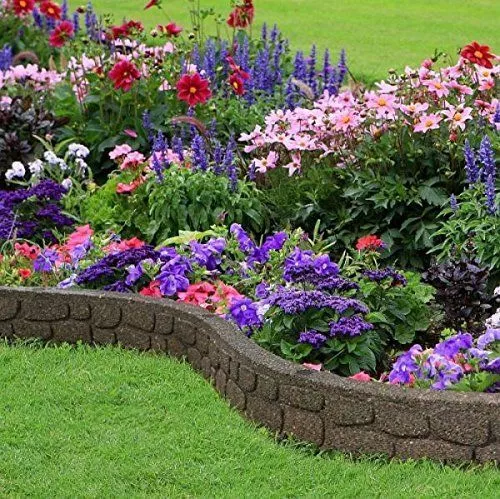 Flexi curve Garden Border Rubber Lawn Edging Rockwall Earth Gardening Decora