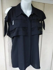 Fever Women's Double Layer Sleeveless Blouse, Black S-M