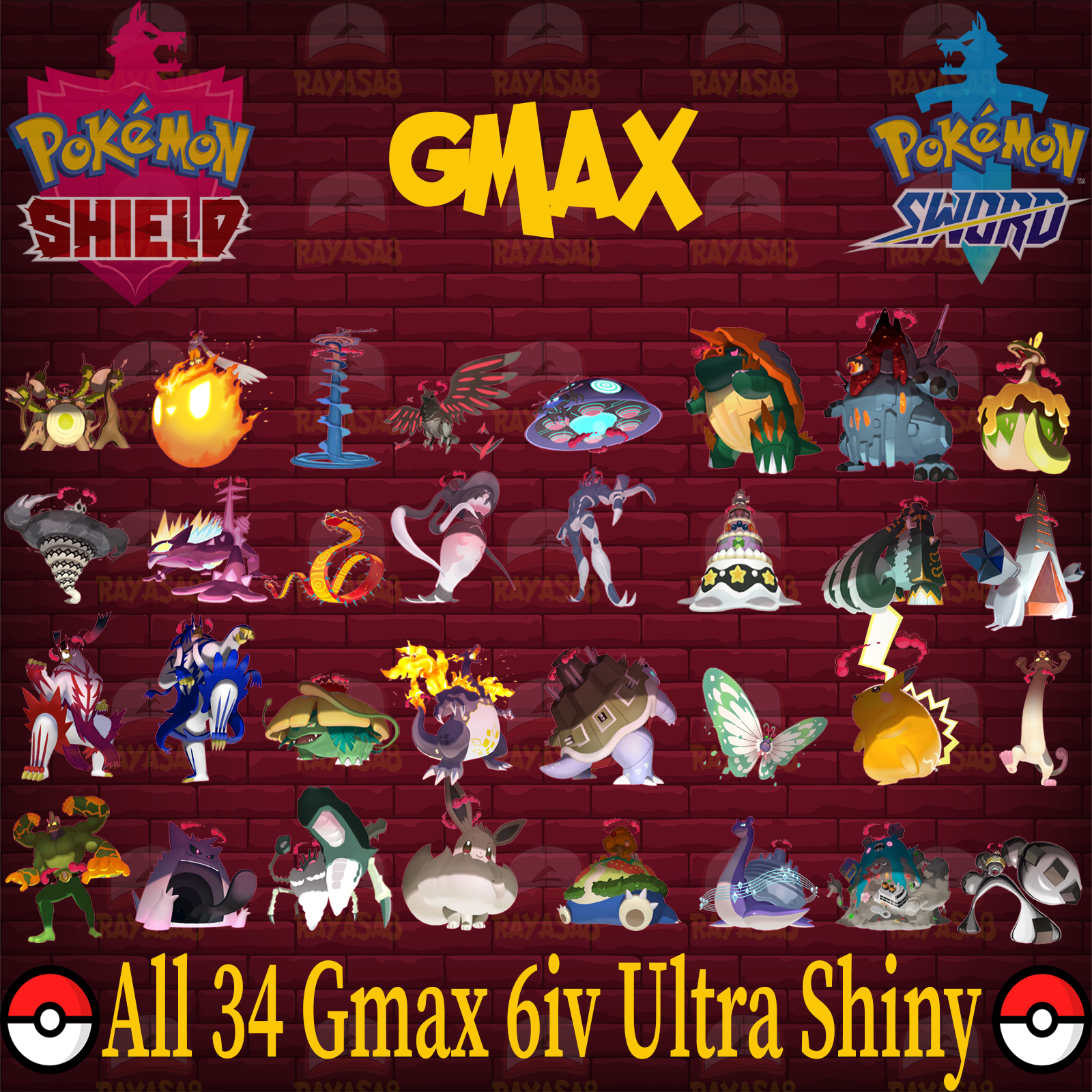 Pokemon Sword and Shield Ultra Shiny Gigantamax Cinderace 6IV-EV Train –  Pokemon4Ever