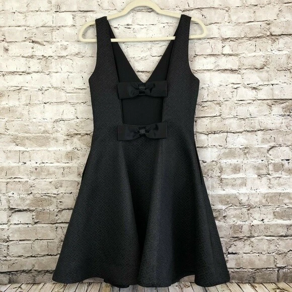 Erin Erin Fetherston Veronica Back Bow Jacquard Fit & Flare Party Dress Size 4 Foto 4 de 4