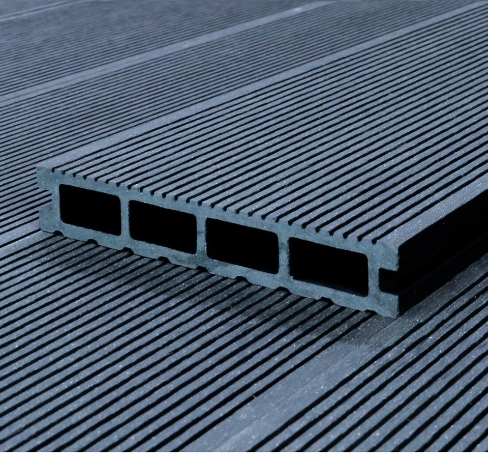 WPC Terrassendiele Hohldiele 24x146 mm Grau Holz Dielen Terrassen Balkon, Muster - Bild 4 von 4