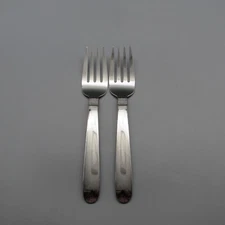 Oneida Stainless RAFFIA (GLOSSY) Serving Forks - Set of Two NOS USA