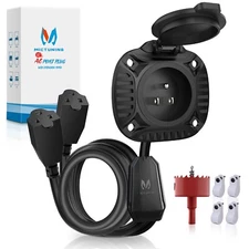 1Set 125V 15A AC Power Inlet Port Plug 20" Extension Cord GCP1 Plug 2” Hole Saw