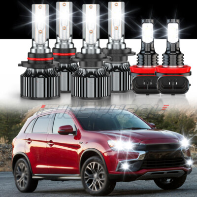 For Mitsubishi OUTLANDER 2014-2020 Combo LED Headlight Hi/Lo + Fog Light Bulb 6x