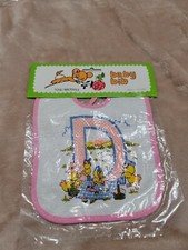 Tosi Vintage Baby Bib Cotton Pvc New sealed Made In Hong Kong Letter D
