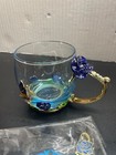 ARC France Clear Glass Mugs & Spoons Enamel Floral Rose & Butterfly Jeweled — photo 2