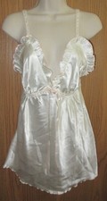 CINEMA ETOILE HONEYMOON wet look BRIDAL IVORY satin short nightgown robe XL