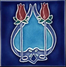 Majolica Tile, Porteous, 6"x6", Art Noveau, Arts & Crafts - V62B