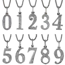 Sterling Silver Any One Number Pendant / Charm from 0 to 9