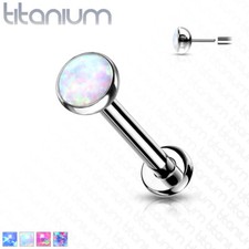 18G 16G G23 TITANIUM THREADLESS OPAL PUSH IN LABRET TRAGUS RING CONCH DAITH STUD
