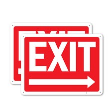  2 Pack Exit Right OSHA ANSI Sign Decal Metal Plastic