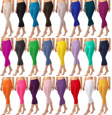 Merry Style Damen Leggings Elastischer Bund 3/4 Kurz Freizeithose Viskose XS-5XL