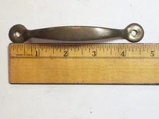 Hardware HANDLE BRASS PATINA SHEET METAL VINTAGE ANTIQUE 4 5/8 INCH LONG HOLES 4