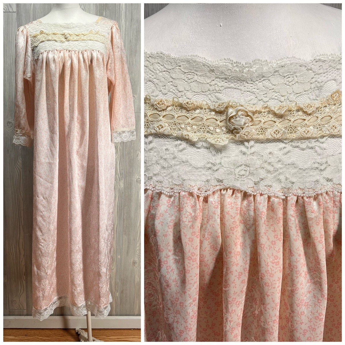 Vintage Christian Dior Lingerie Nightgown Lace Cottage Core L/XL