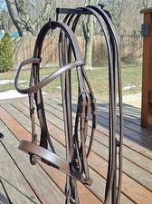 NEW Quality Brown English Saddleseat Flat Weymouth Double Bridle & Reins - COB