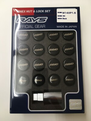 RAYS VOLK RACING 19 HEX WHEELS LOCK LUG NUTS 14X1.5 M14 1.5 L33 BLACK 20PC