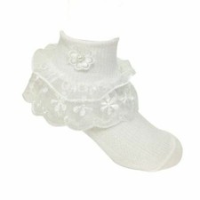 Wrapables Lil Miss Daisy Double Layer Lace Ruffle Socks, Set of 2 8-10 ,White