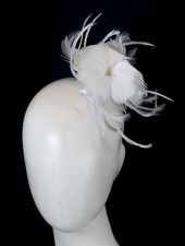 White feather hair comb fascinator Hats From OZ 100 Aussie Family Business