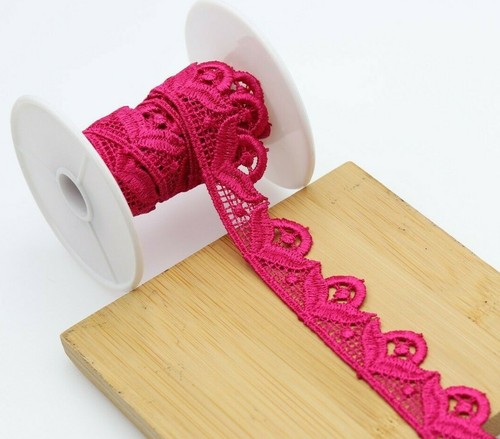 2CM Wide 2 M  Beautiful Rose Shape Lace Trim Colors Guipure Embellishing Sewing  - Picture 11 of 49