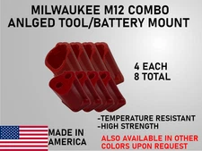 Angle-mount Milwaukee M12 Tool and latching battery Holder combo kit 4ea/8 total