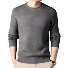 Men's Solid Color Knitted Sweater Autumn Warm Tops Basic Streetwear