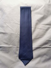 HERMES Geometric Pattern Blue Tie 100 Silk, N.O.S 
