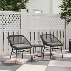 Outsunny 3 Pieces Wicker Patio Furniture Bistro Set with Cushion, Black