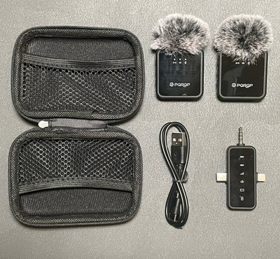 PQRQP Wireless Lavalier Microphone Set, 328ft Transmission, 18H Battery Life