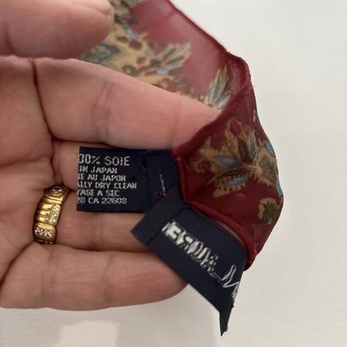 Vintage Ralph Lauren quadratischer Seidentuch burgunderrot Paisley hergestellt in Japan 40 Zoll gerollter Saum - Bild 3 von 8