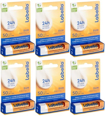 6x Labello Sun Protect Caring Lip Balm SPF50 6x5.5 ml Nivea