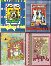 Handmade BIRTHDAY CARDS B275 --Lot of 4