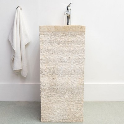 Stand Waschbecken KOTAK aus Marmor 40 x 40 x 90 cm eckig Naturstein wohnfreuden
