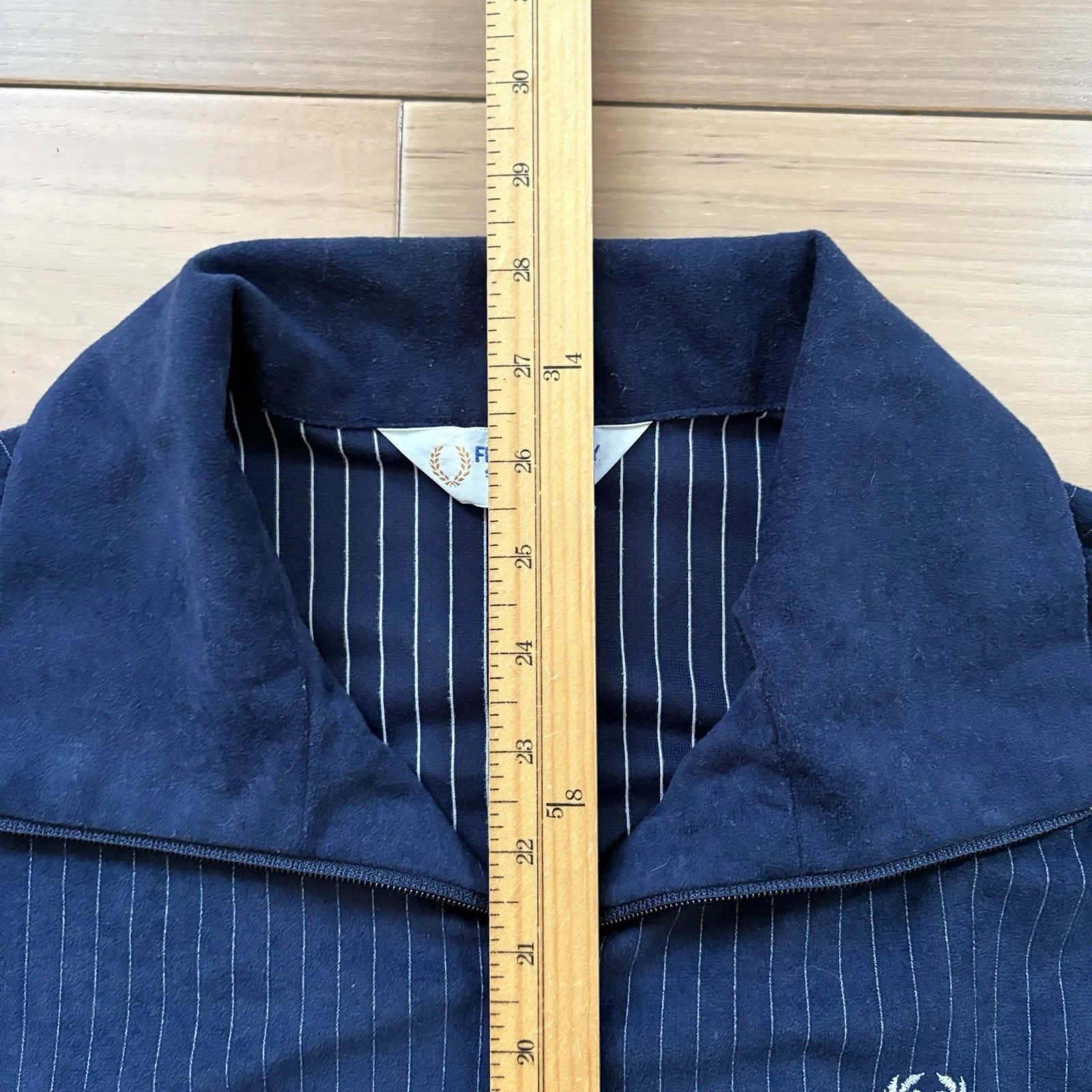 Vintage Fred Perry Track Jacket Full Zip Men’s Medium Navy Blue Pinstripe USA image 6