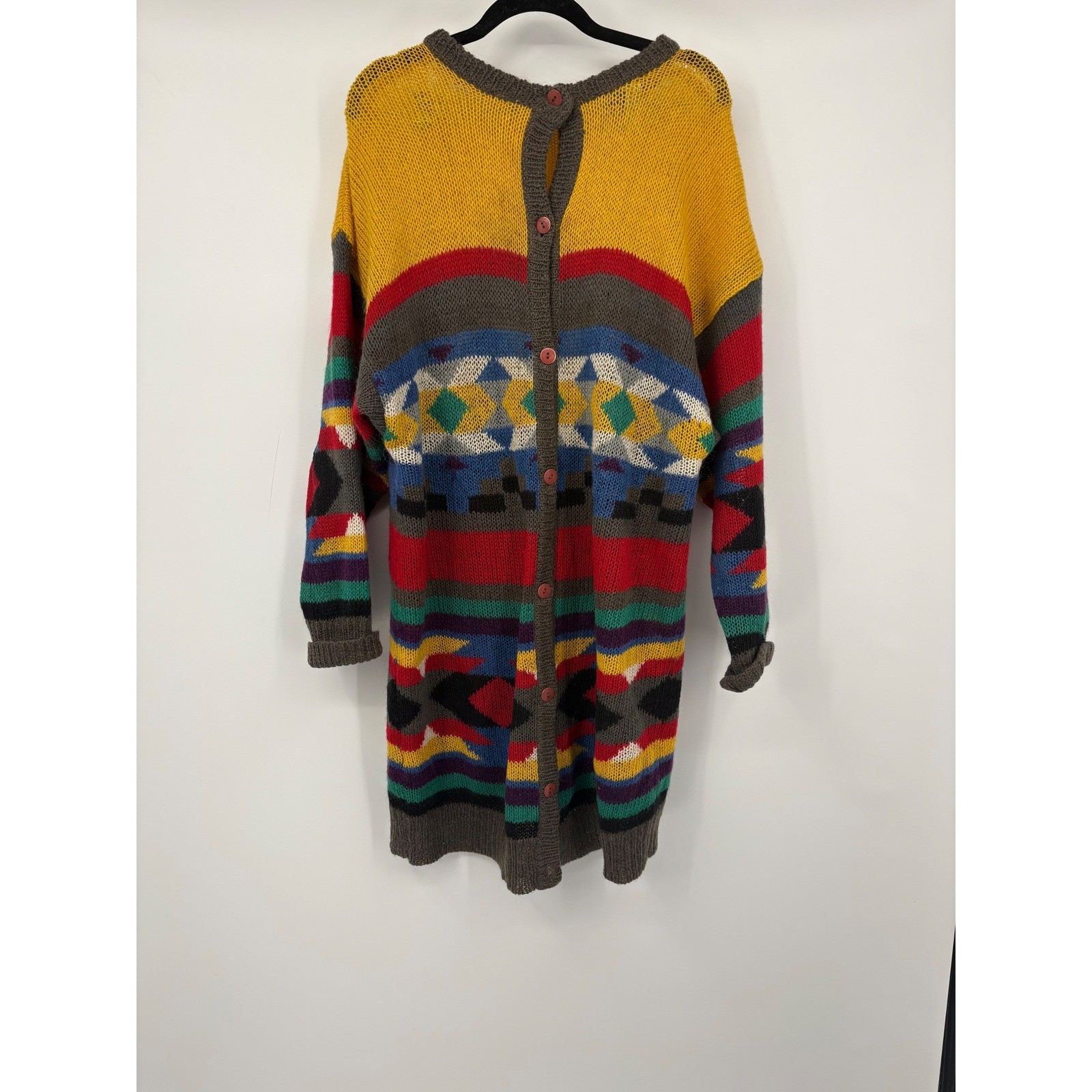 Commander Geometric Pattern Knit Long Cardigan Sw… - image 1
