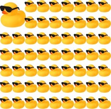 60 Pcs Rubber Duck in Bulk with 60 Sunglasses, Mini Yellow Rubber Duck Gifts Bat